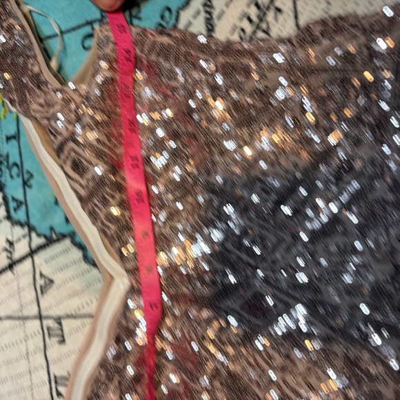 Betsy & Adam Sequin Gown in a rose or pink shade size 2 small gown floor - Picture 12 of 16